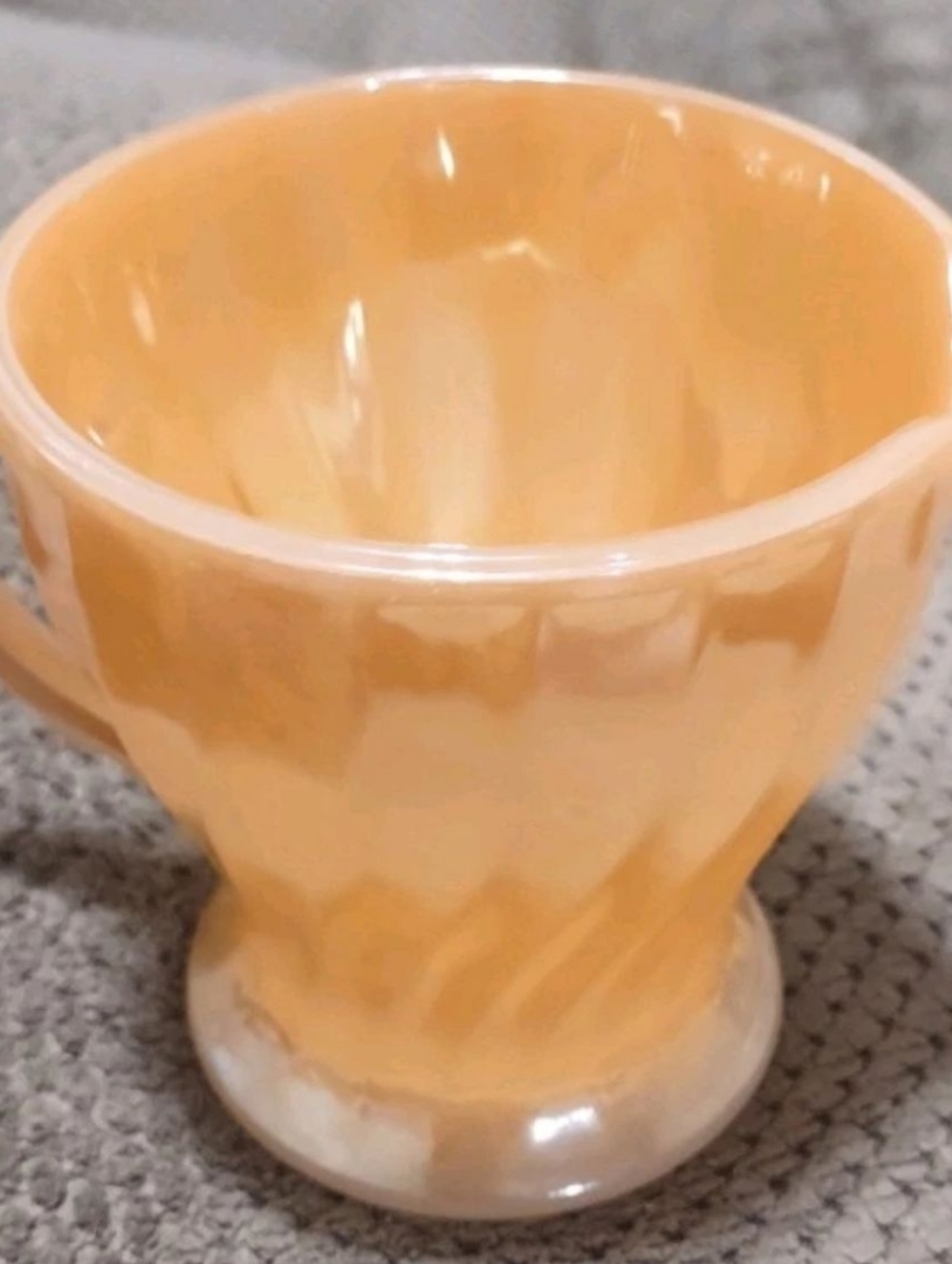 Anchor Hocking Fire King Peach Luster Shell Footed Creamer Cup Vintage